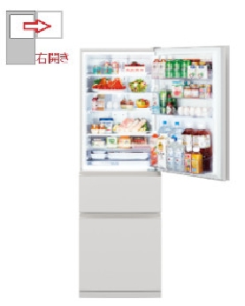 【右開き】冷蔵庫　3ドア 365L 4902901989537