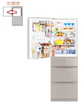 【左開き】5ドア 455L 冷蔵庫 4902901985393