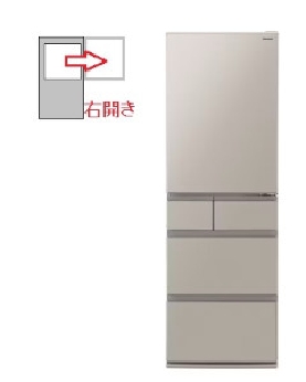 【右開き】冷蔵庫 5ドア 406L 4549980780879
