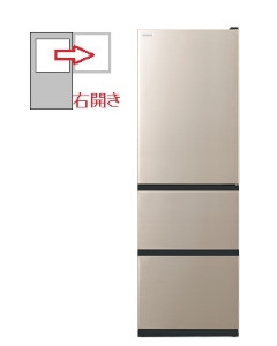 【右開き】冷蔵庫 3ドア 375L 4549873197388