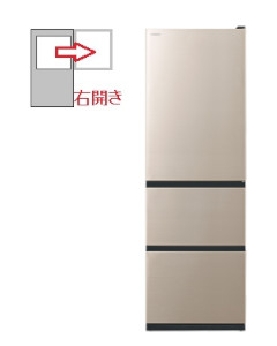 【右開き】冷蔵庫 3ドア 375L 4549873214214