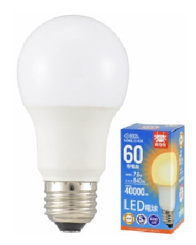 ＬＥＤ電球（60形相当/840lm/電球色/E26/密閉器具対応） 4971275636736