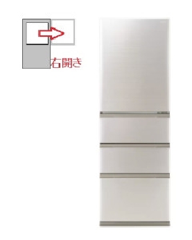 【右開き】冷蔵庫 362L 4ドア 4582678514646