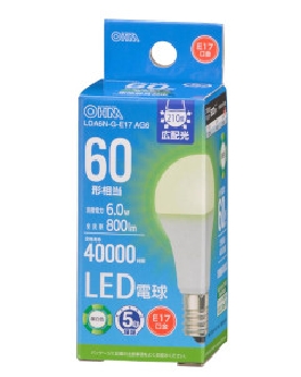 ＬＥＤ電球 小形（60形相当/800lm/昼白色/E17/密閉形器具対応/断熱材施工器具対応） 4971275655461